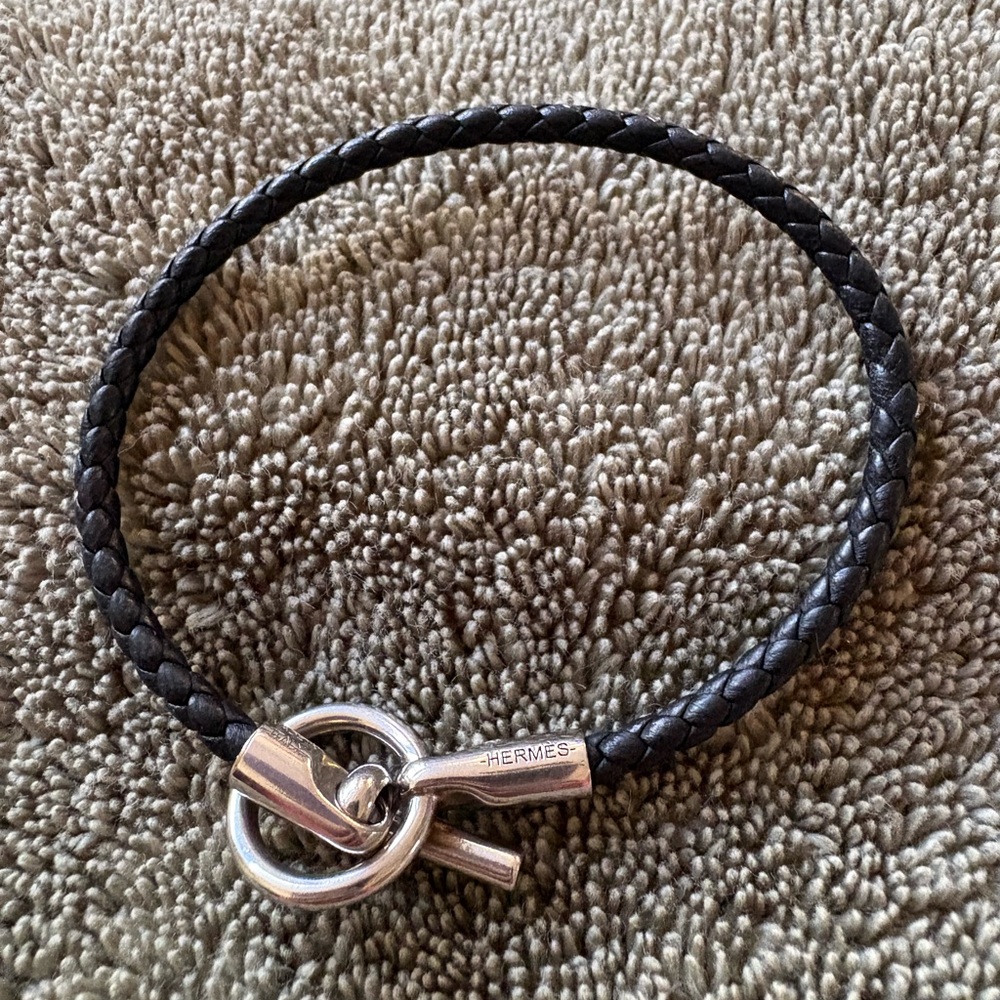 Hermès Silver and Black letter bracelet